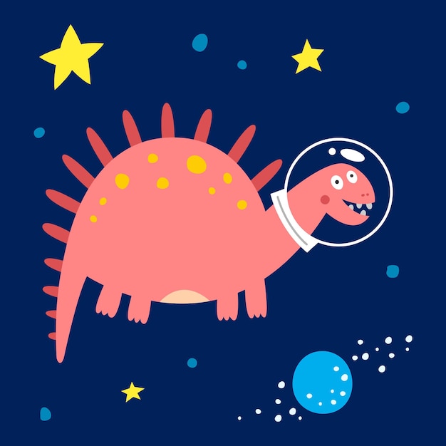 Vector space dinosaur, vector illustration for children s fashion.