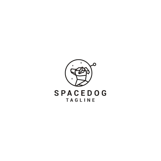 Vettore dell'icona del design del logo del cane spaziale