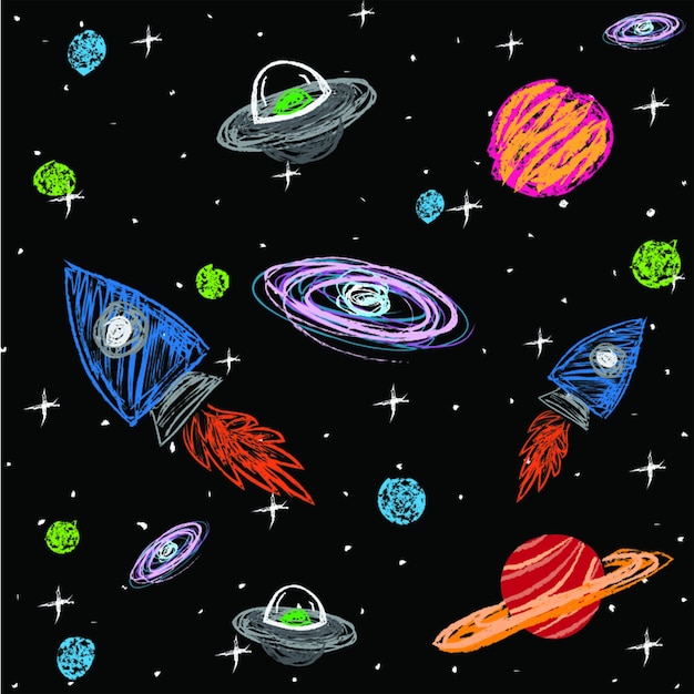 Space doodle achtergrond