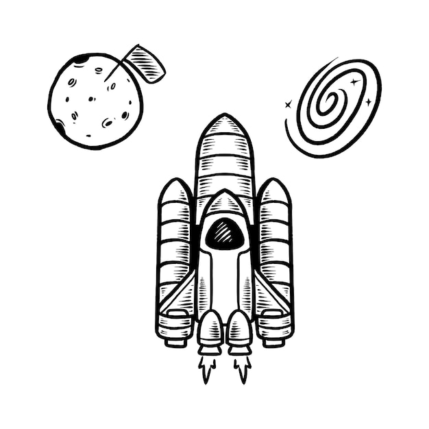 Space doodle hand drawn illustration line