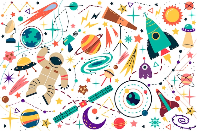 Space doodle set.