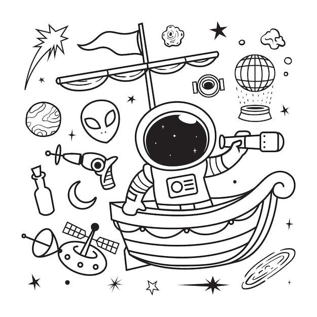 Space doodles and astronauts sail