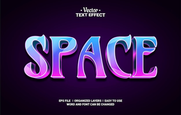 Vector space editable vector text effect