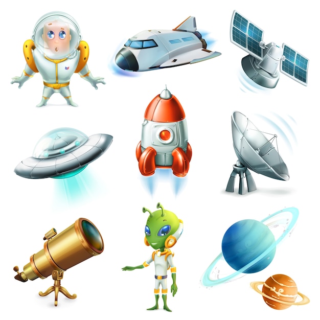 Space elements illustration set