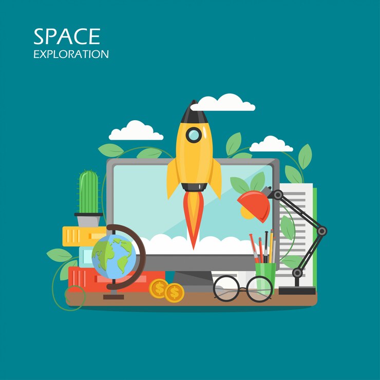 वेक्टर space exploration vector flat style 