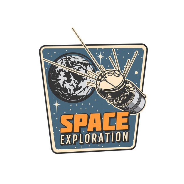 Space exploration vintage icon or square badge