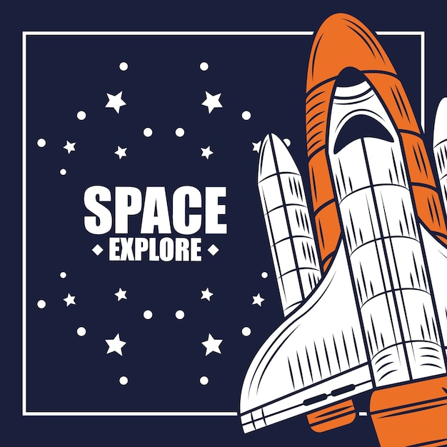 space explore spaceship starry illustration