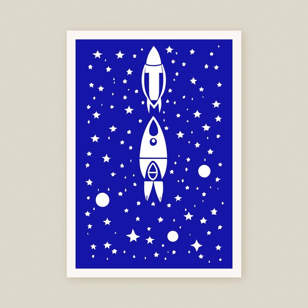 Space Explorer Cosmos Exploration Rocketship Ruimteschip Illustratie Universe Poster Print