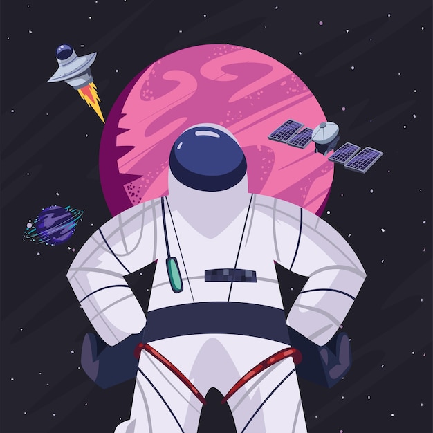 Вектор Иллюстрация космического исследователя