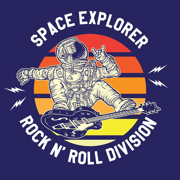 Space Explorer Rock N Roll Division 우주 비행사 배지 디자인