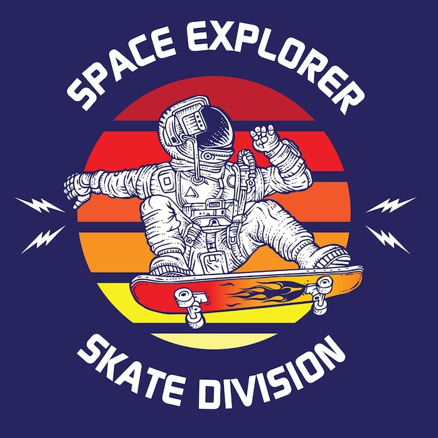 Space explorer skate division astronaut badge design
