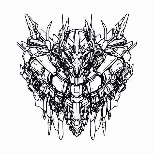 Space fighter robot lineart