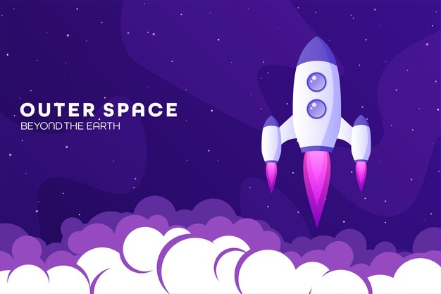 スペース・フューチャリスティック・モダン・カラフル・バックグラウンド ロケット・スターシップ 宇宙船 ナイト・スカイ・ソーラー・システム