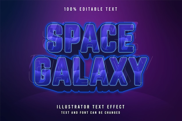 Vector space galaxy,3d editable text effect blue gradation purple pattern style effect