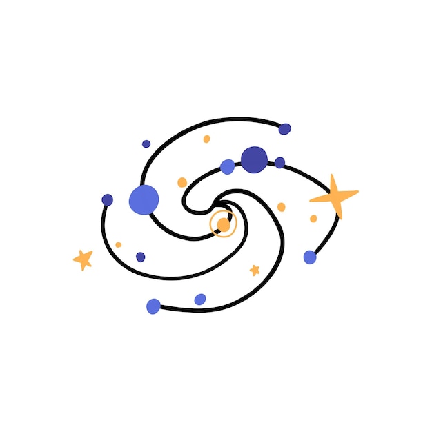 Space galaxy hand getekend in vlakke stijl vector illustratie