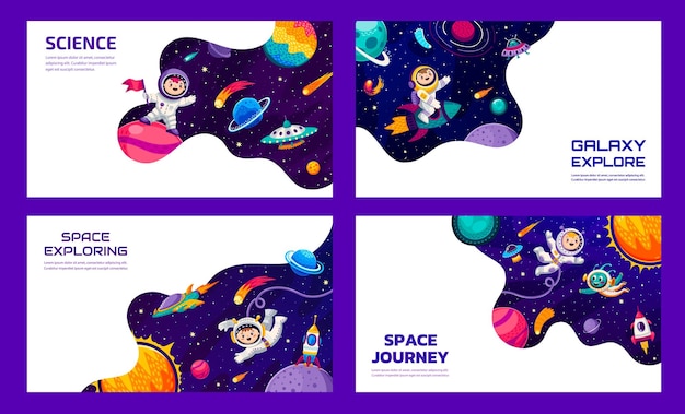 Space galaxy landing pages cartoon space planets