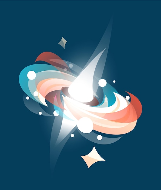 Space game element cartoon luminous space object rotates around itself on outer space background