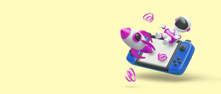वेक्टर space games on console realistic gamepad rocket astronaut gadgets for fun