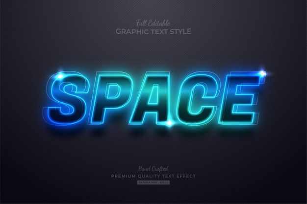 Vector space glow editable text effect font style