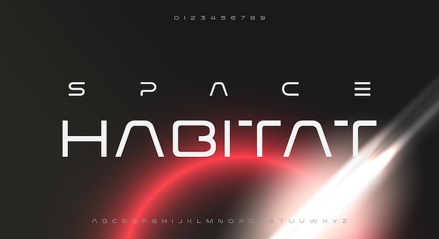 Space Habitat - футуристический современный минималистский дизайн векторного шрифта