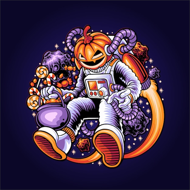 スペースハロウィンイラスト