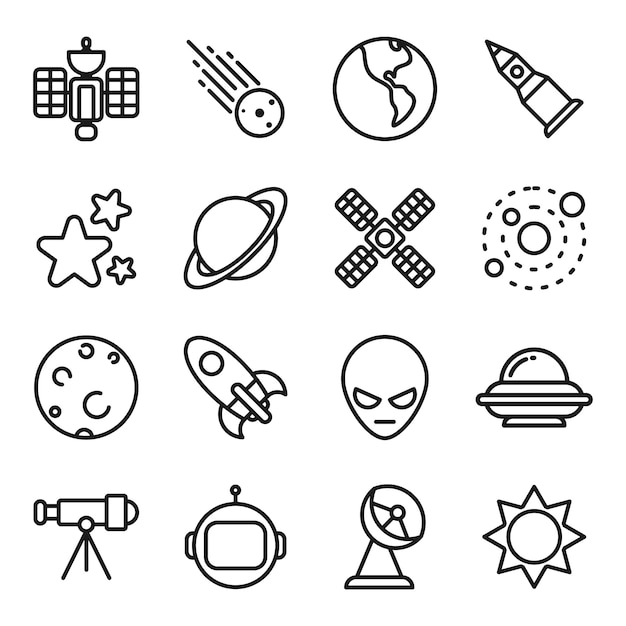 Space icon pack, overzicht pictogramstijl