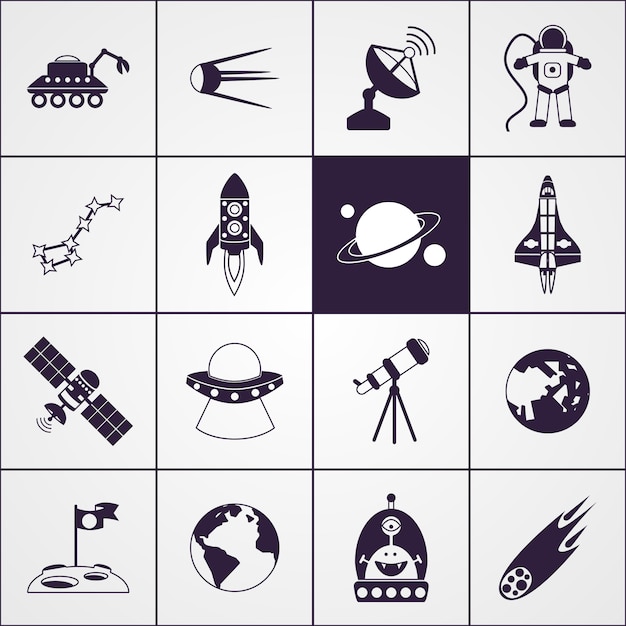 Space icons black