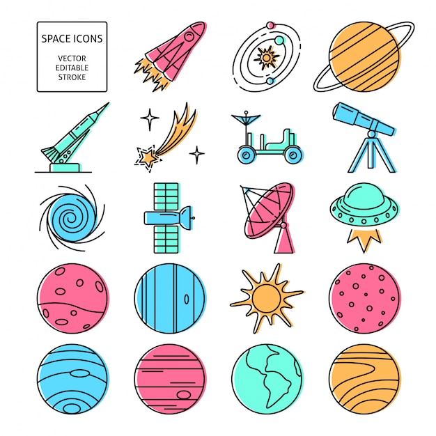 Space icons set