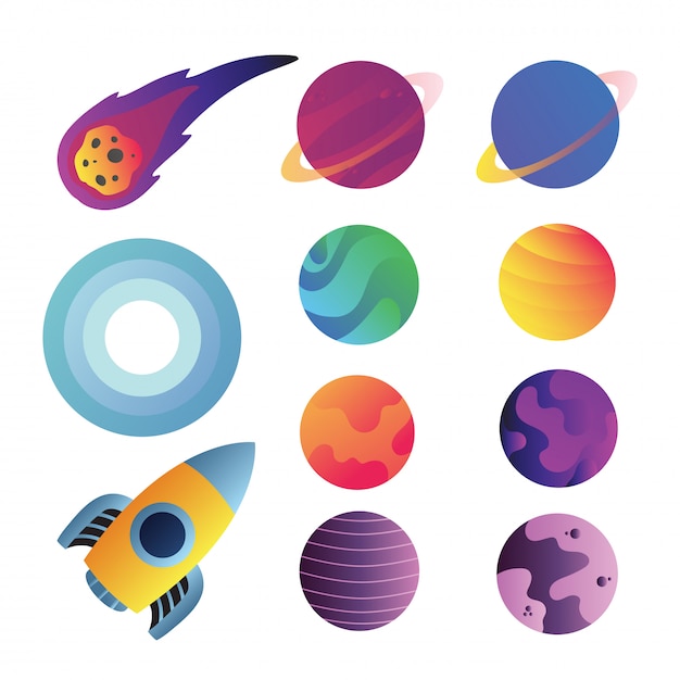 Space icons vector collection design