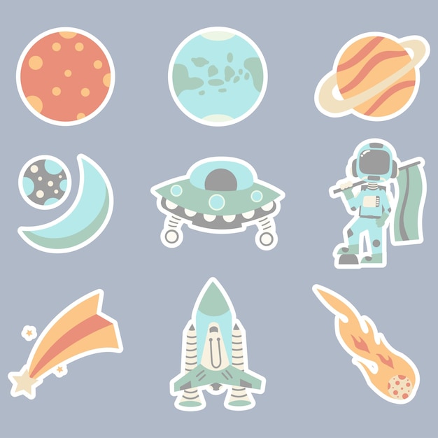 Space illustration collection sticker vector art