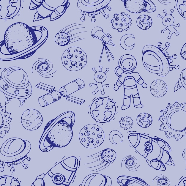 space illustration handdrawn cute images childrens bright colored rocket meteorite planet alien