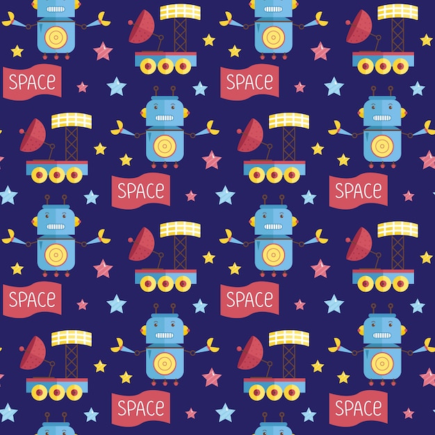 Space invaders cartoon seamless pattern