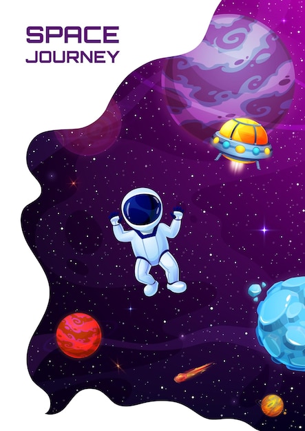 Space landing page cartoon astronaut in galaxy