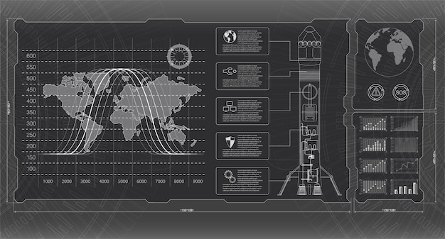 Космические ракеты интерфейса запуска, графический дисплей управления ракетой поддона.