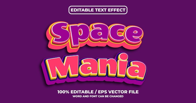 Effetto testo modificabile space mania