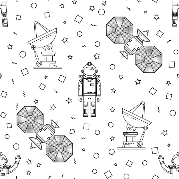 Space memphis seamless pattern