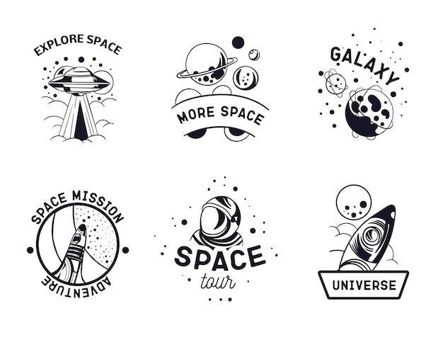 Space minimalistic labels set