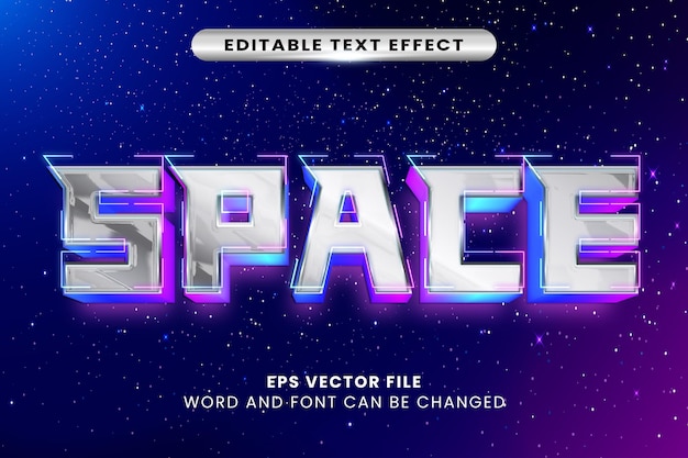 Space neon 3d vector text effect