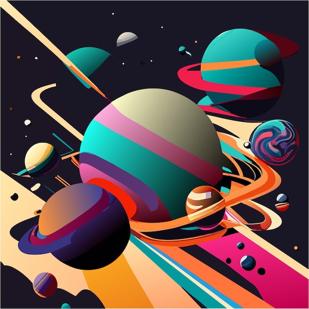 Vector space odyssey hyperrealistische planeet en sterrenkunst