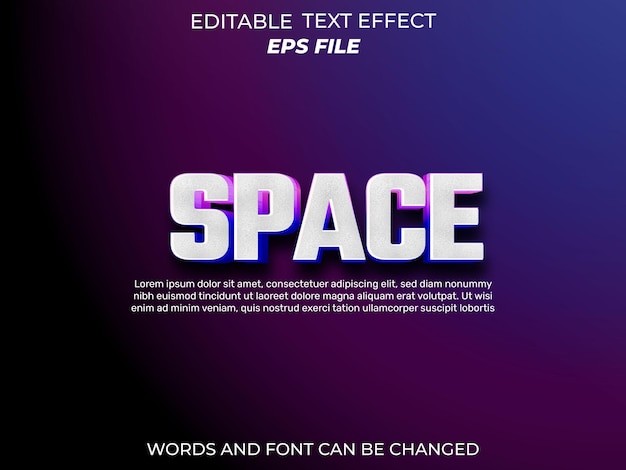 Vector space orbit text effect font editable typography 3d text vector template