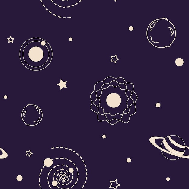 Space pattern for textile and note flat illustration