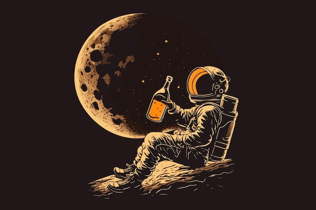 Space Pirate rum vector illustration