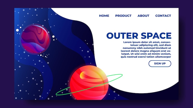 Vector space and planet creative and modern website design