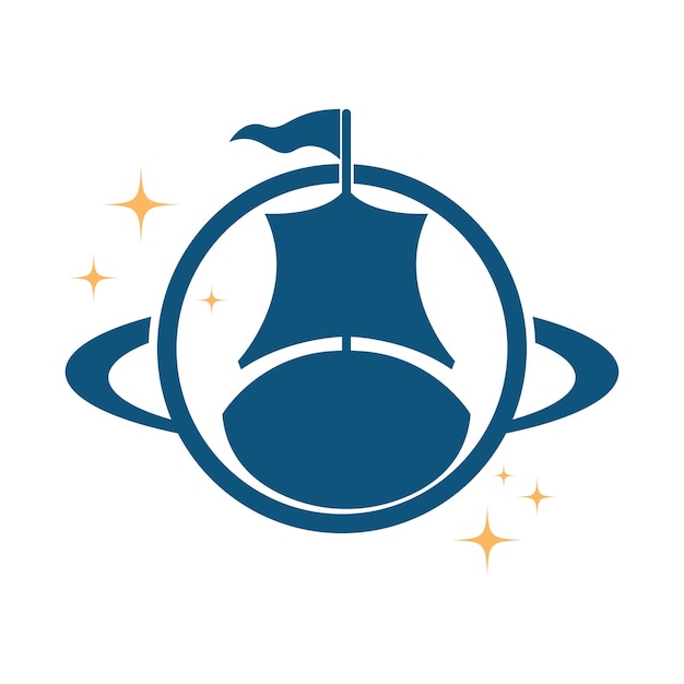 Space planet icon logo design illustration