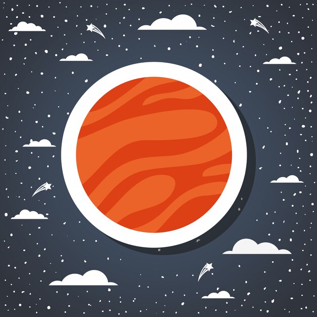 Space planet over sunburst design vector illustration