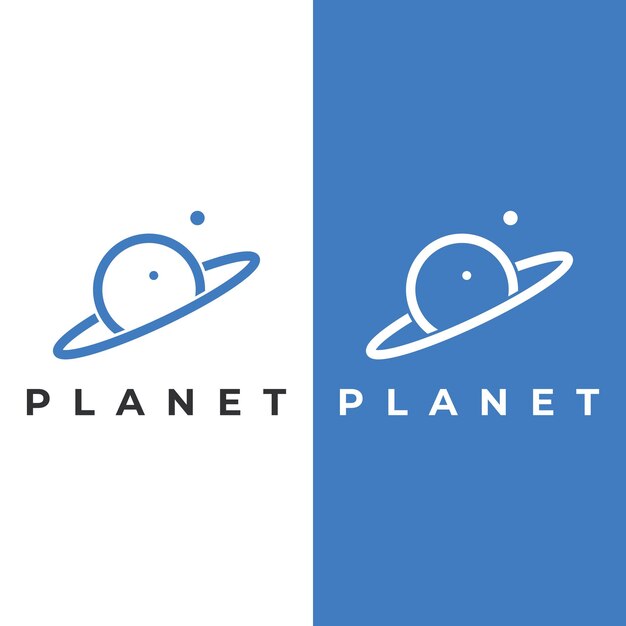 Space planet template logo vector design surrounded by rings or orbits for posters business cards space science