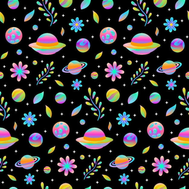 Space Planet Vector Seamless Pattern