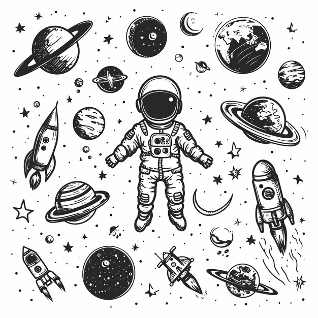 Space planets coloring pages