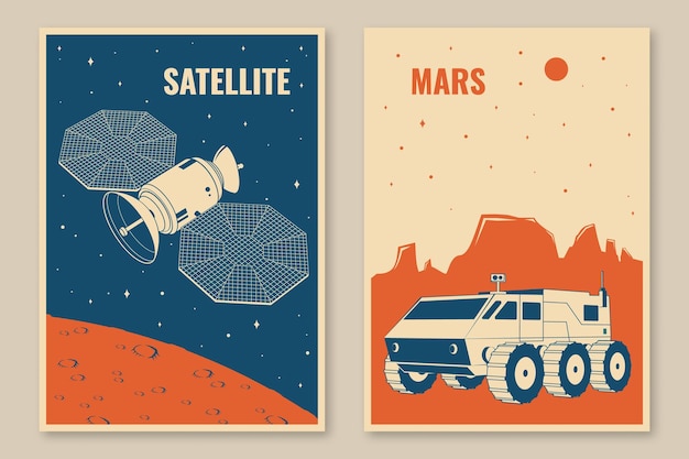Космические плакаты баннеры листовки Вектор