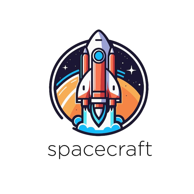 Space raket lancering logo Vector illustratie op witte achtergrond Design element